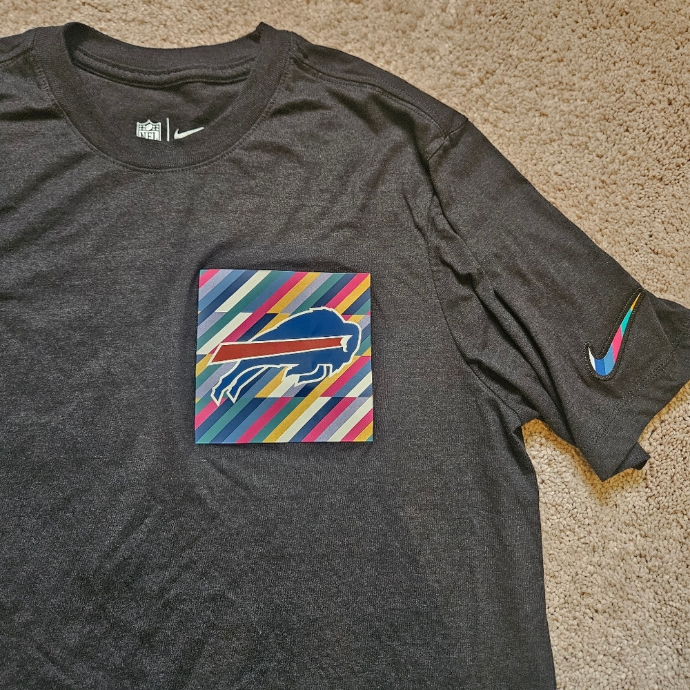 Nike Buffalo Bills Crucial Catch Shirt Black Youth Large Football Cancer NFL